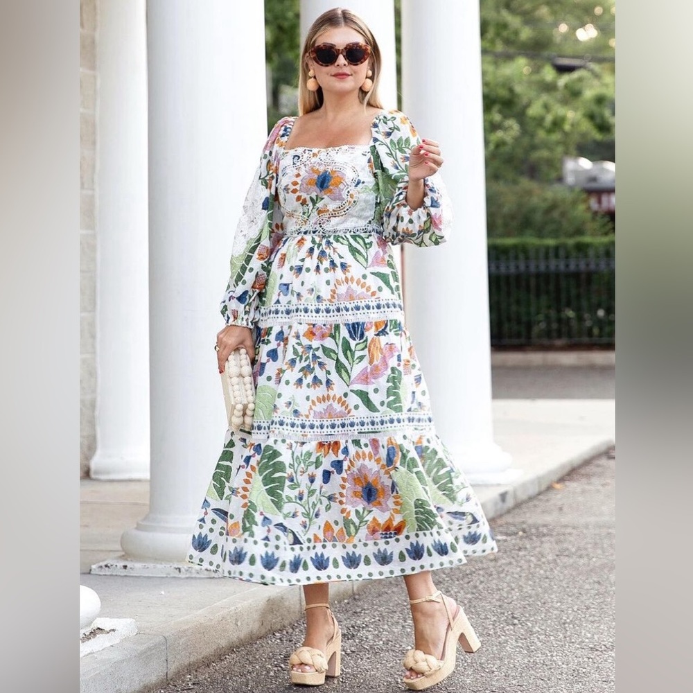 Farm Rio Summer Garden Midi-Dress